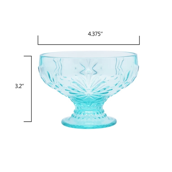 Last Set - Qty 4 🌺🍨 New Pioneer Woman Teal Blue Sundae Ice Cream Cups - Picture 5 of 7